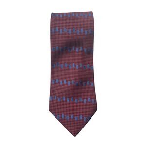 Ike Behar‎ New York Burgundy Blue Patterned Silk Necktie Men's Formal Wear